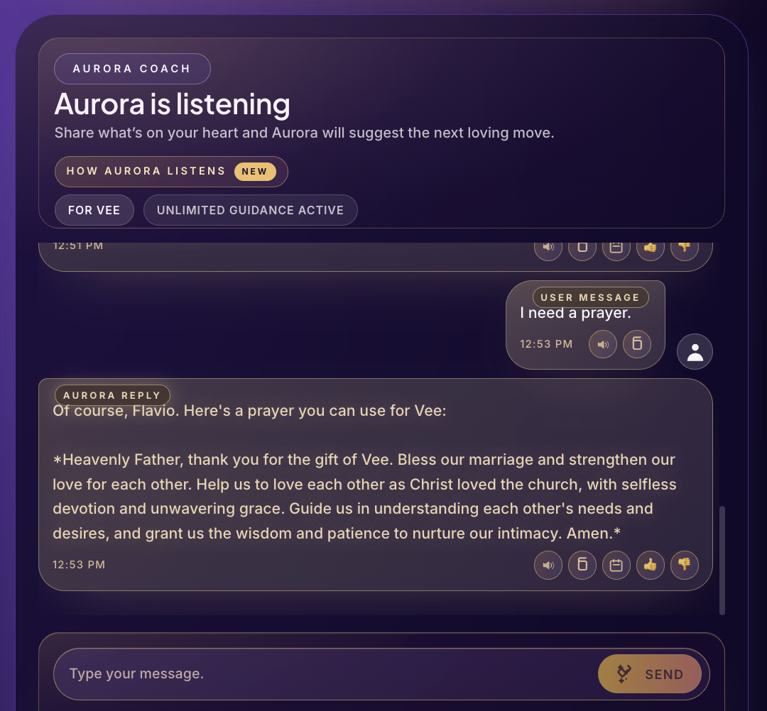 Faith-aware Aurora guidance in Better Intimacy desktop app