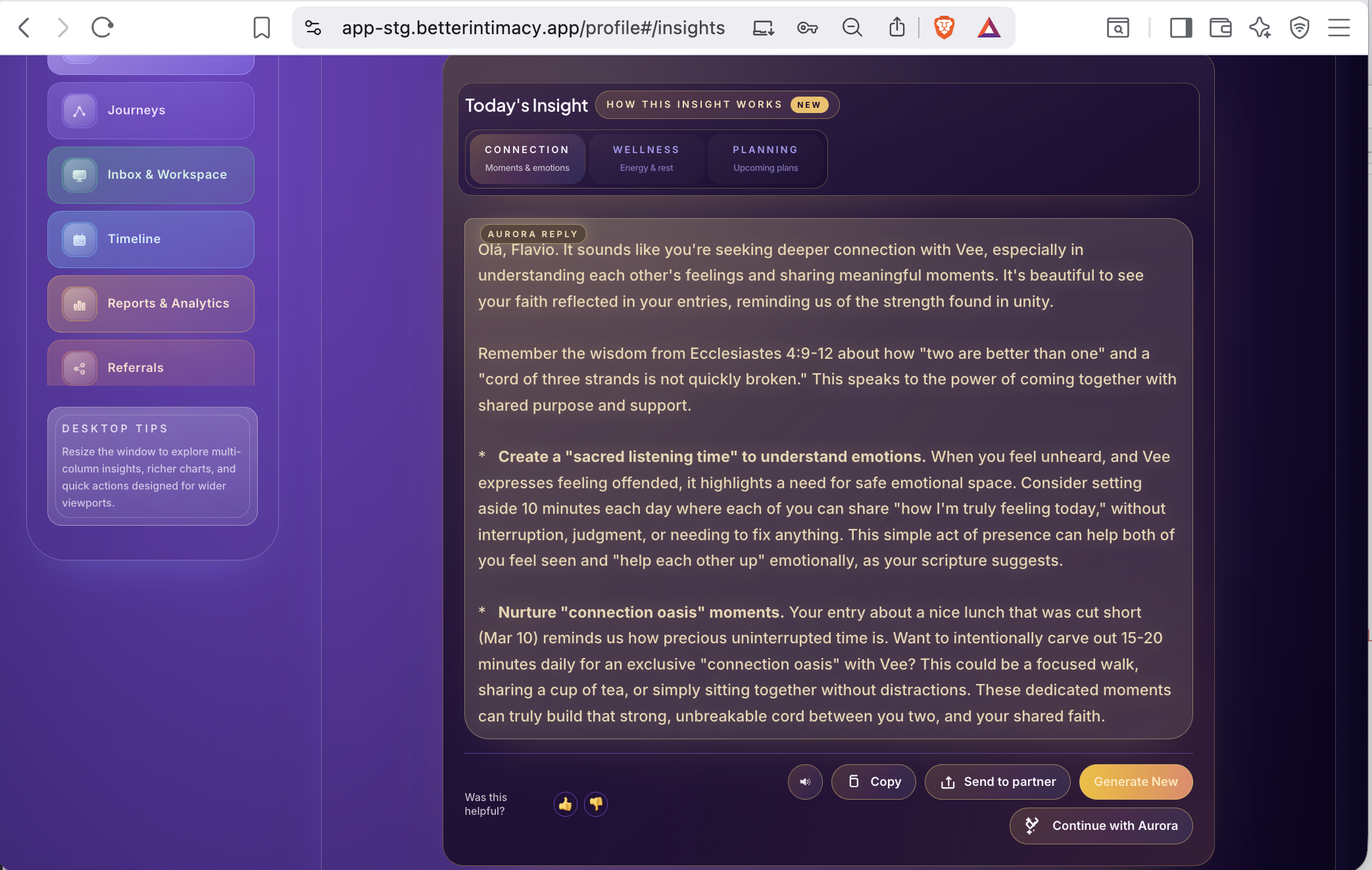 Faith mode options in Better Intimacy desktop app