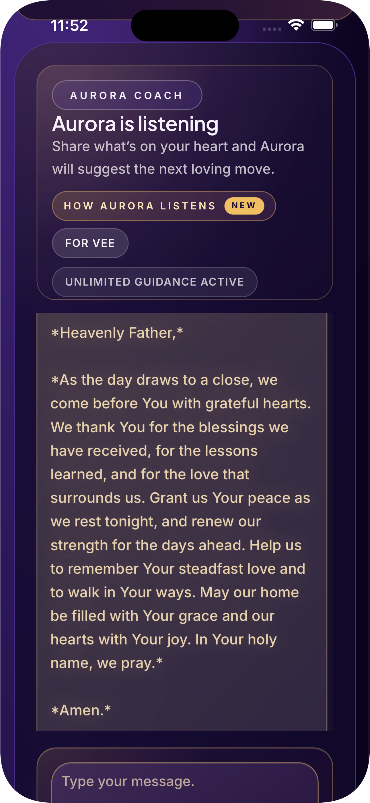 Christian faith sample prayer prompt in Better Intimacy iOS app
