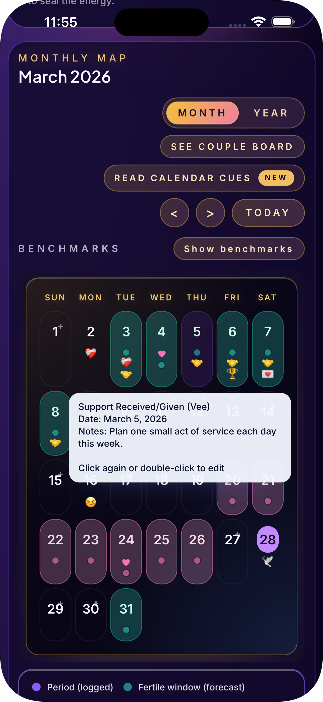Better Intimacy iOS home view with shared relationship context