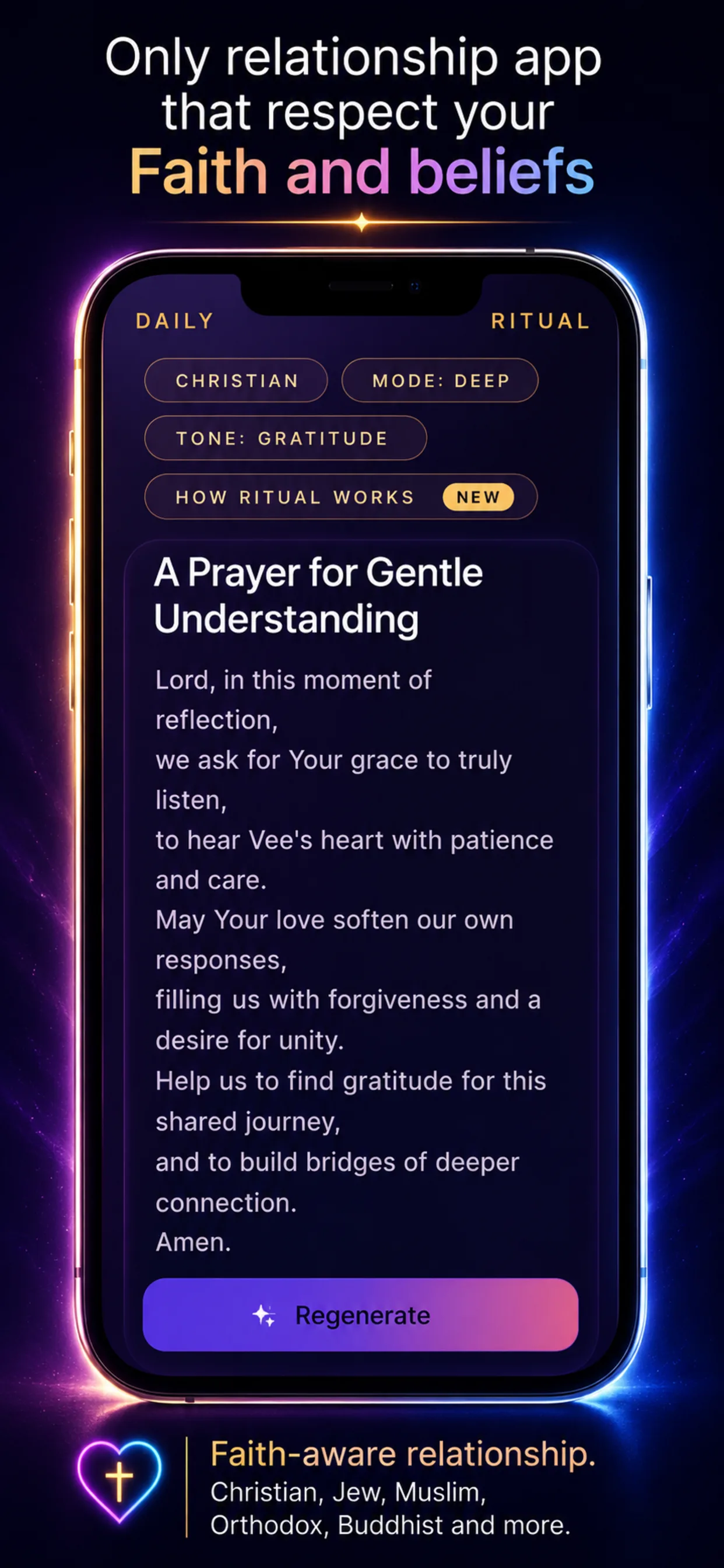 Faith-aware — completely optional